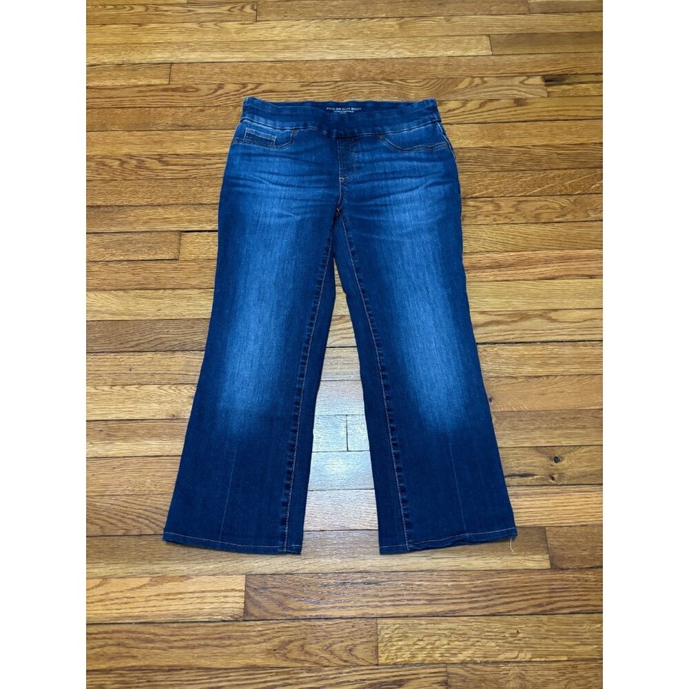Chico's Womens Pull On Slim Boot Jeans Size 0p (US 4p) Blue Stretch Denim Crop